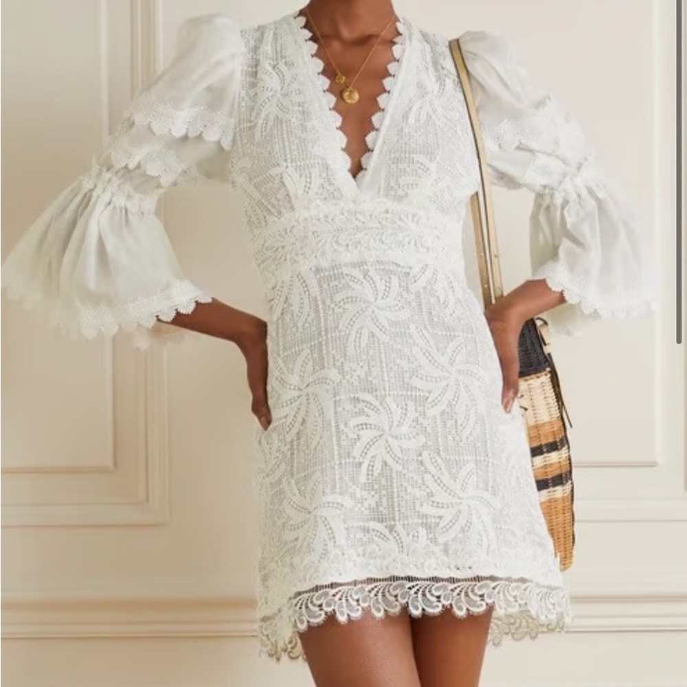 WAIMARI + NET SUSTAIN Solara guipure lace and cotton mini dress